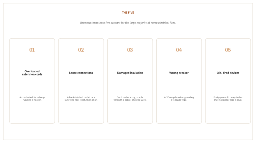 Figure 7 — the five ordinary causes of home electrical fires